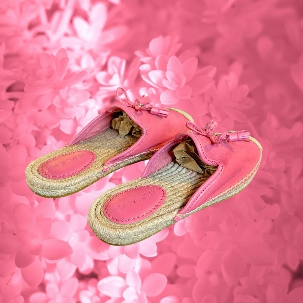 NWOT Coach 'Cassidy' Leather Slip-On Espadrille Mules in "Pink Ruby" Size 5 - Picture 4 of 15